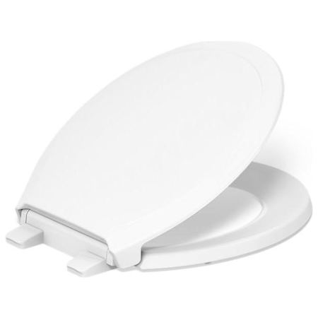 Kohler Rutledge Round Closed-Front Toilet Seat with Quiet-Close, Nightlight, and ReadyLatch White