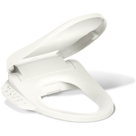 Kohler PureWash E590 Elongated Bidet Toilet Seat with Heated Seat, Self-Cleaning UV Technology, Adjustable Water Temperature, Warm-air Drying, and 2 Spray Options Biscuit