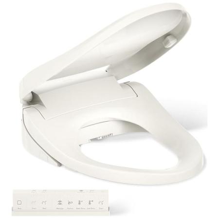 Kohler PureWash E820 Elongated Bidet Toilet Seat with Remote Control, Heated Seat, Adjustable Water Temperature, Self-Cleaning UV Technology, Warm-Air Drying System, Automatic Deodorization, and LED Night Light Biscuit