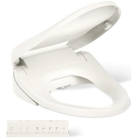 Kohler PureWash E820 Elongated Bidet Toilet Seat with Remote Control, Heated Seat, Adjustable Water Temperature, Self-Cleaning UV Technology, Warm-Air Drying System, Automatic Deodorization, and LED Night Light Biscuit