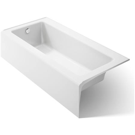 Kohler Bellwether Bath Tub 66" L x 32" W Cast Iron Soaking for Three Wall Alcove Installations with Integral Apron and Left Drain White