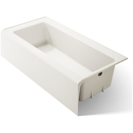 Kohler Bellwether Bath Tub 66" L x 32" W Cast Iron Soaking for Three Wall Alcove Installations with Integral Apron and Right Drain Biscuit
