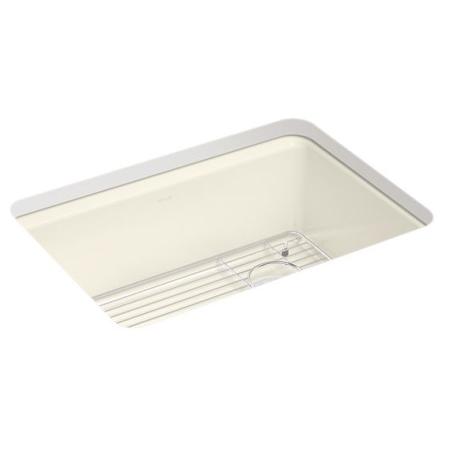 Kohler Riverby 27" Undermount Single Basin Cast Iron Kitchen Sink with Basin Rack Biscuit