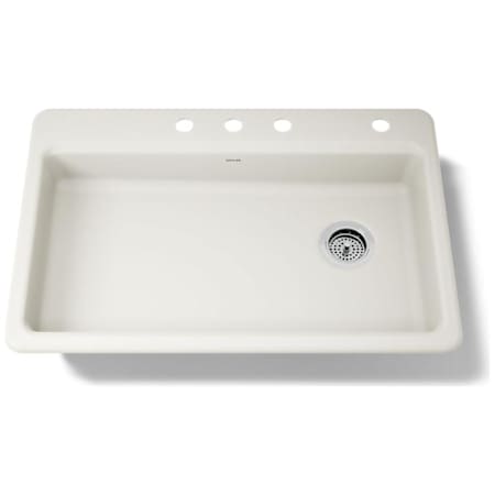 Kohler Riverby 33" Single Basin Cast Iron Kitchen Sink for Drop In Installations Biscuit