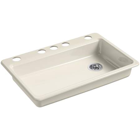Kohler Riverby 33" Single Basin Cast Iron Kitchen Sink for Undermount Installations Almond