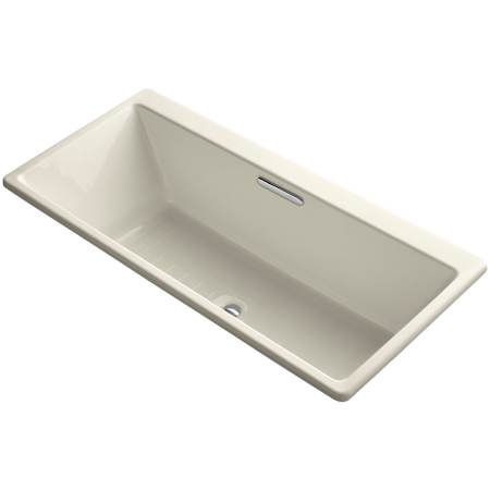 Kohler Reve Collection 66" Drop In Cast Iron Soaking Bath Tub with Center Drain Almond