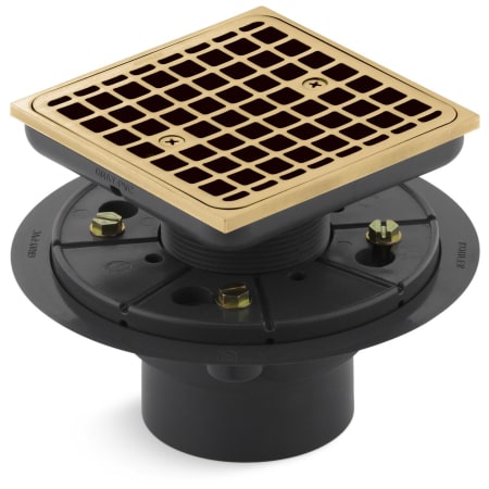 Kohler Clearflo Square Design Tile-In Shower Drain Vibrant Brushed Moderne Brass