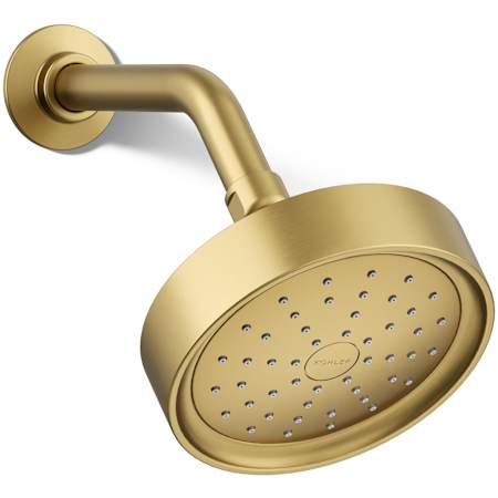 Kohler Purist 1.75 GPM Single Function Shower Head with MasterClean Sprayface and Katalyst Air-Induction Technology Vibrant Brushed Moderne Brass