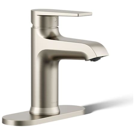 Kohler Hint 1.2 GPM Single Hole Bathroom Faucet with Pop-Up Drain Assembly and Escutcheon Brushed Nickel