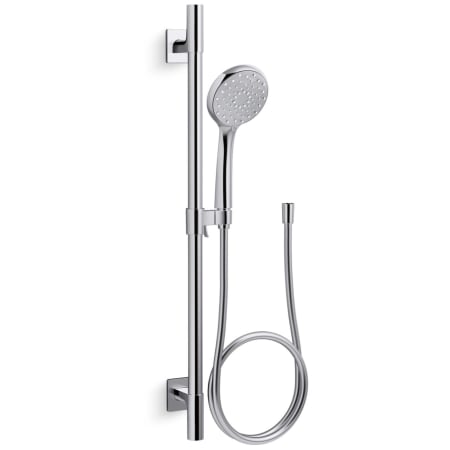 Kohler Awaken 2.5 GPM Multi Function Hand Shower Package with MasterClean Sprayface - Includes Slide Bar, Hose, and Wall Supply Polished Chrome