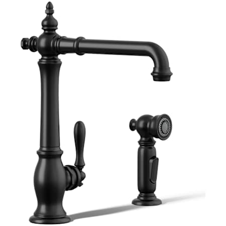 Kohler Artifacts 1.5 GPM Single Hole Kitchen Faucet - Includes Side Spray Matte Black