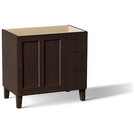 Kohler Poplin 36" Wooden Vanity Cabinet Only with Right Side Drawers Claret Suede