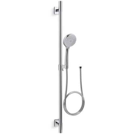 Kohler Awaken 2.5 GPM Multi Function Hand Shower Package with MasterClean Sprayface - Includes Slide Bar, Hose, and Wall Supply Polished Chrome