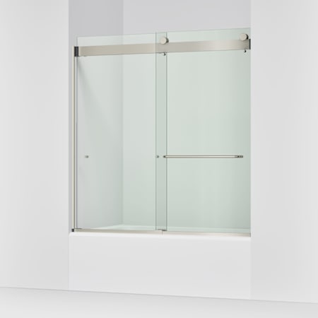 Kohler Stoneridge 61-7/16" High x 60" Wide Sliding Frameless Shower Door with Knob Handle and Clear Glass Anodized Brushed Nickel