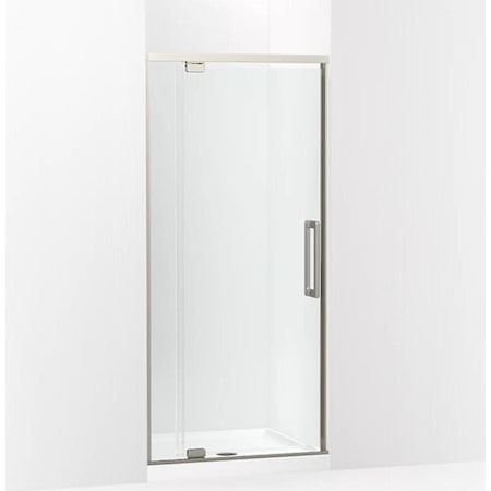 Kohler Statement 76" High x 36" Wide Pivot Frameless Shower Door with Tempered Glass Anodized Brushed Nickel