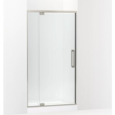 Kohler Statement 76" High x 42" Wide Pivot Frameless Shower Door with Tempered Glass Anodized Brushed Nickel
