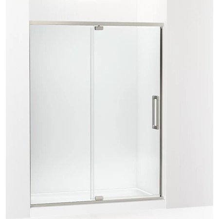 Kohler Statement 76" High x 60" Wide Pivot Frameless Shower Door with Tempered Glass and Controlled Close Technology Anodized Brushed Nickel