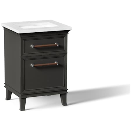 Kohler Artifacts 25" Free Standing Single Basin Vanity Set with Cabinet and Quartz Vanity Top Carbon Oak
