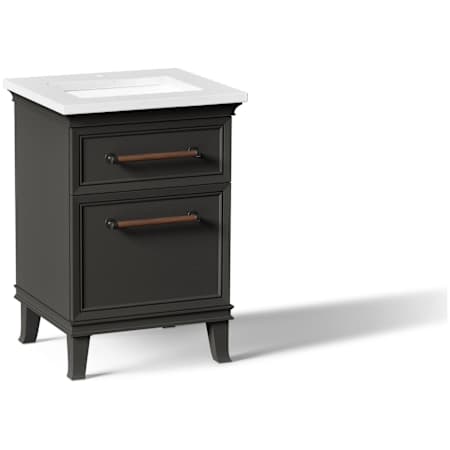 Kohler Artifacts 25" Free Standing Single Basin Vanity Set with Cabinet and Quartz Vanity Top Carbon Oak