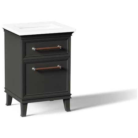 Kohler Artifacts 25" Free Standing Single Basin Vanity Set with Cabinet and Quartz Vanity Top Carbon Oak