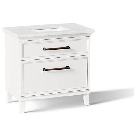 Kohler Artifacts 36" Free Standing Single Basin Vanity Set with Cabinet and Quartz Vanity Top - Includes Undermount Sink and Cabinet Hardware Linen White