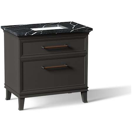Kohler Artifacts 37" Free Standing Single Basin Vanity Set with Cabinet and Quartz Vanity Top Carbon Oak