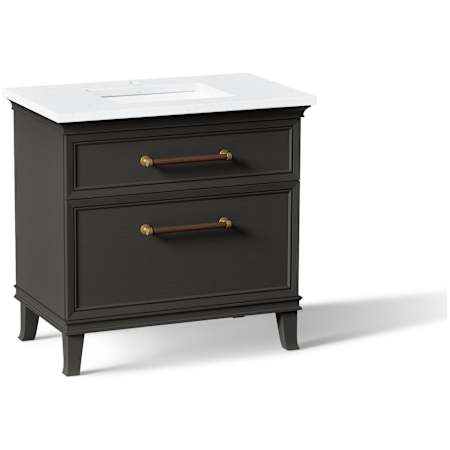 Kohler Artifacts 37" Free Standing Single Basin Vanity Set with Cabinet and Quartz Vanity Top Carbon Oak