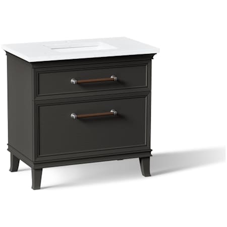 Kohler Artifacts 37" Free Standing Single Basin Vanity Set with Cabinet and Quartz Vanity Top Carbon Oak