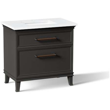 Kohler Artifacts 37" Free Standing Single Basin Vanity Set with Cabinet and Quartz Vanity Top Carbon Oak