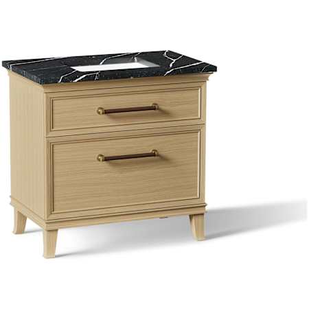 Kohler Artifacts 37" Free Standing Single Basin Vanity Set with Cabinet and Quartz Vanity Top Light Oak