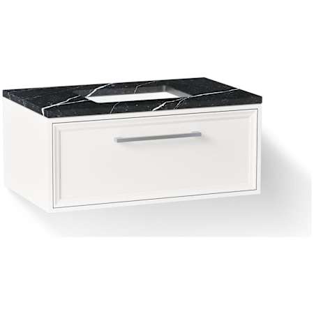 Kohler Lodern 37" Wall Mounted Single Basin Vanity Set with Cabinet and Quartz Vanity Top Linen White