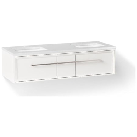 Kohler Lodern 60" Wall Mounted Double Basin Vanity Set with Cabinet and Quartz Vanity Top - Includes Undermount Sinks and Cabinet Hardware Linen White