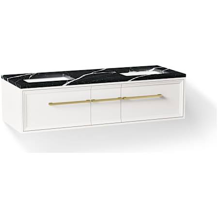 Kohler Lodern 61" Wall Mounted Double Basin Vanity Set with Cabinet and Quartz Vanity Top Linen White