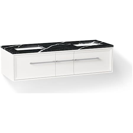 Kohler Lodern 61" Wall Mounted Double Basin Vanity Set with Cabinet and Quartz Vanity Top Linen White