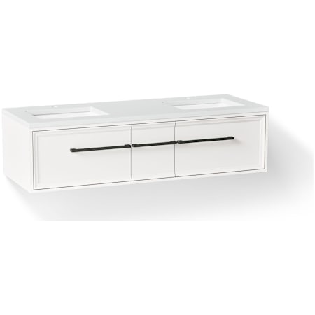 Kohler Lodern 61" Wall Mounted Double Basin Vanity Set with Cabinet and Quartz Vanity Top Linen White