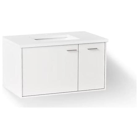 Kohler Jute 36" Wall Mounted Single Basin Vanity Set with Cabinet and Quartz Vanity Top - Includes Undermount Sink and Cabinet Hardware Linen White