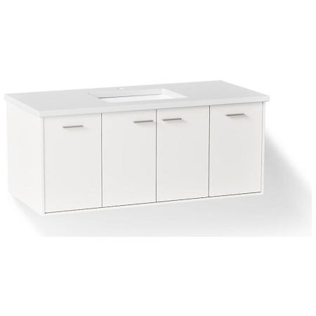 Kohler Jute 48" Wall Mounted Single Basin Vanity Set with Cabinet and Quartz Vanity Top - Includes Undermount Sink and Cabinet Hardware Linen White