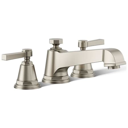 Kohler Pinstripe Deck Mounted Roman Tub Filler Trim with Metal Lever Handles Brushed Nickel
