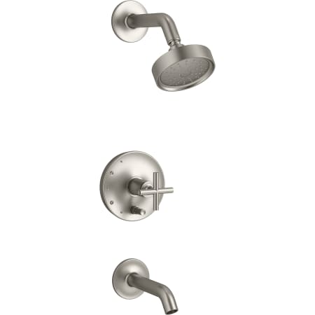 Kohler Purist Tub and Shower Trim Package with 1.75 GPM Single Function Shower Head with Rite-Temp Technology Brushed Nickel
