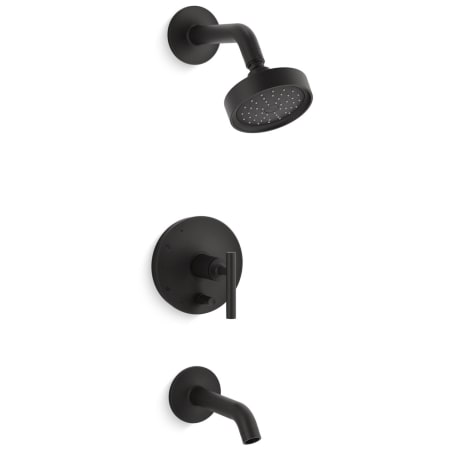 Kohler Purist Tub and Shower Trim Package with 1.75 GPM Single Function Shower Head with Rite-Temp Technology Matte Black
