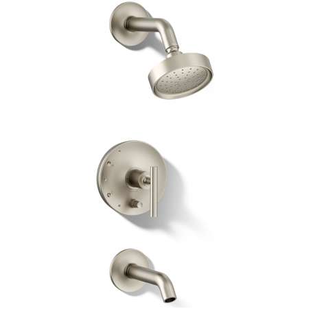 Kohler Purist Tub and Shower Trim Package with 1.75 GPM Single Function Shower Head with Rite-Temp Technology Brushed Nickel