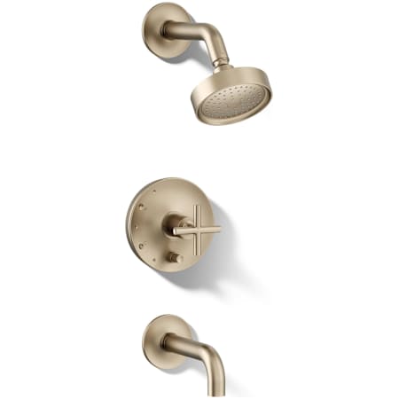 Kohler Purist Tub and Shower Trim Package with 2.5 GPM Single Function Shower Head and Rite-Temp Technology Brushed Bronze