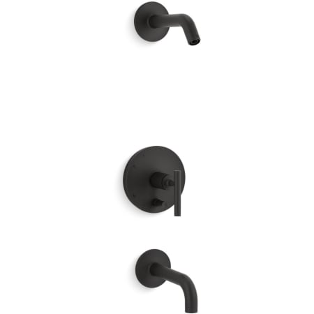 Kohler Purist Tub and Shower Trim Package with Rite-Temp Technology Matte Black