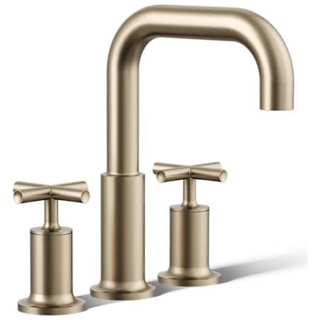 Kohler Purist Deck Mounted Roman Tub Filler with Dual Cross Handle Brushed Bronze