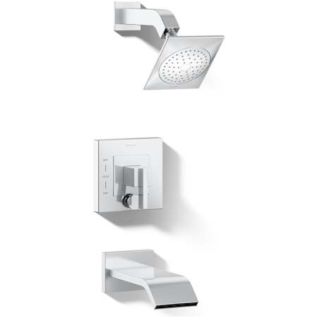 Kohler Loure Tub and Shower Trim Package with Single Function Rain Shower with Katalyst and MasterClean Technologies Polished Chrome