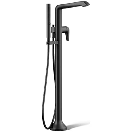 Kohler Tempered Floor Mounted Tub Filler with Built-In Diverter - Includes Hand Shower Matte Black