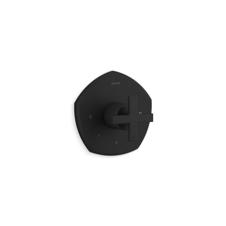 Kohler Occasion Thermostatic Valve Trim Only with Single Cross Handle - Less Rough In Matte Black