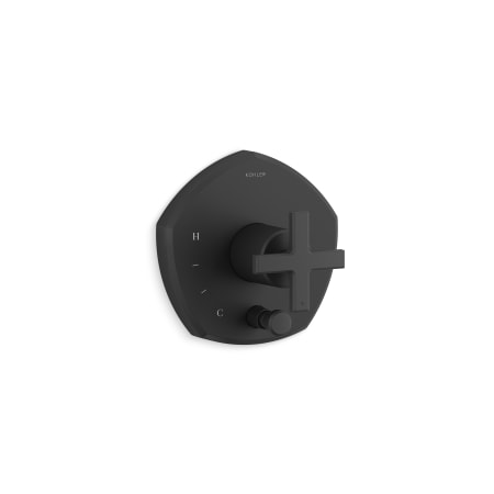 Kohler Occasion Pressure Balanced Valve Trim Only with Single Cross Handle and Integrated Diverter - Less Rough In Matte Black