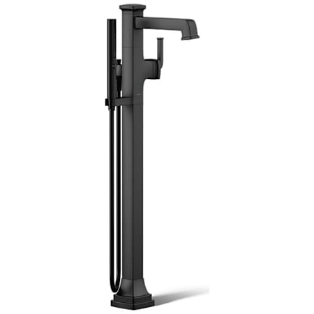 Kohler Riff Floor Mounted Tub Filler with Built-In Diverter - Includes Hand Shower Matte Black