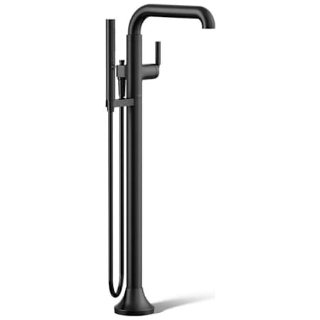 Kohler Tone Floor Mounted Tub Filler with Built-In Diverter - Includes Hand Shower Matte Black